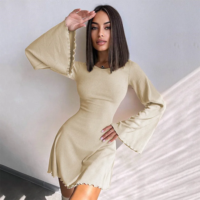 Sexy Dresses Nightclub Mini Short Party Dress Women Back Bandage O Neck A Line Flare Sleeves Autumn Vestidos Ladies Fall Robe - Image 6
