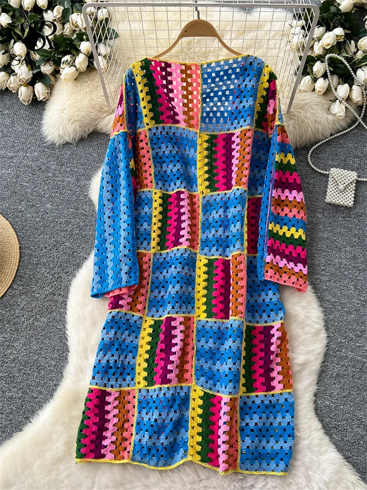 SINGREINY Bohemian Knitting Long Cardigans 2025 Spring Fashion Vintage Hollow Out Streetwear Summer Loose Multicolor Overcoat - Image 6