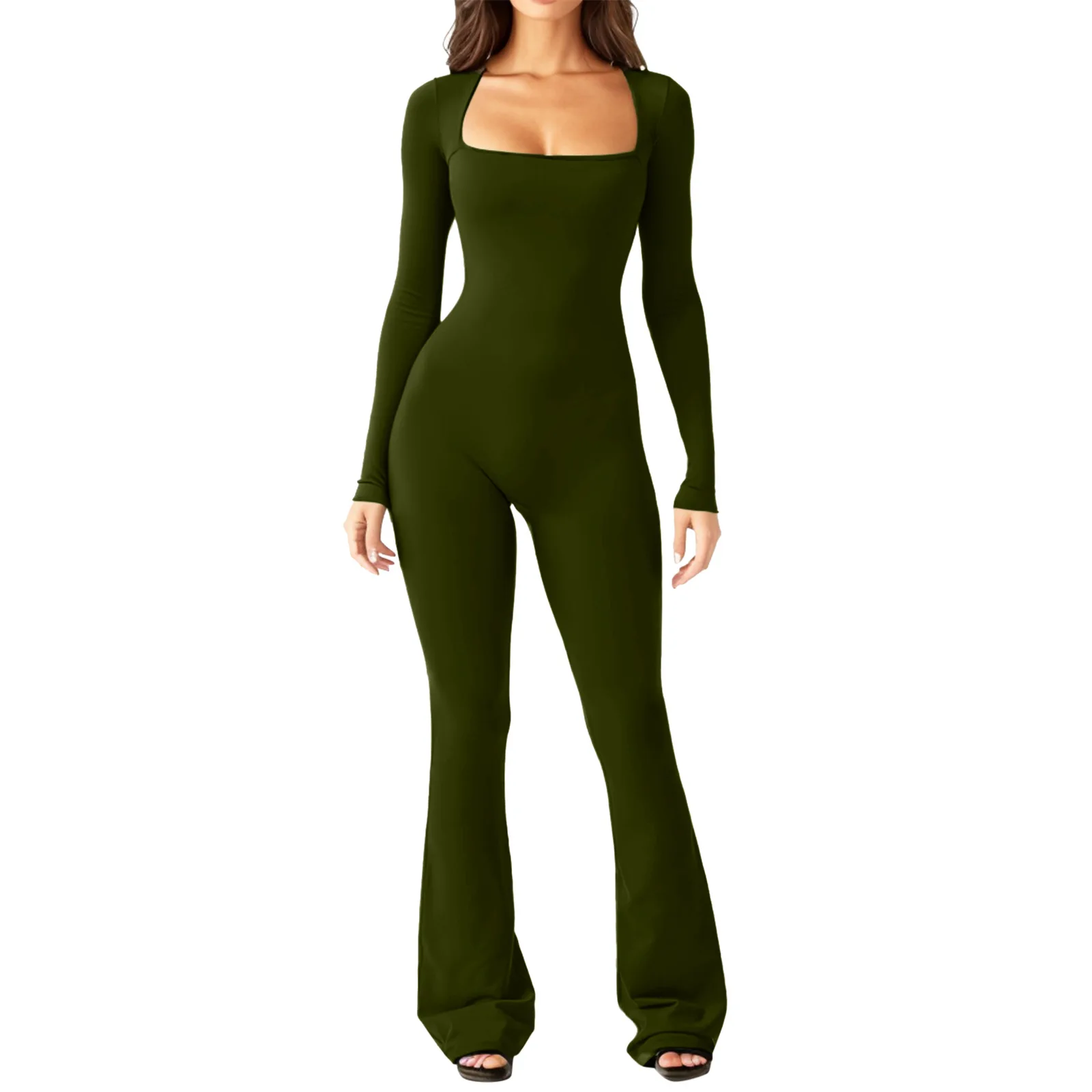 Fashion Slim Jumpsuits Women Sexy Package Hip Bodycon Square Collar Low Cut Trendy Ladies Jumpsuit Streetwear Y2k Style Clothing - Image 5
