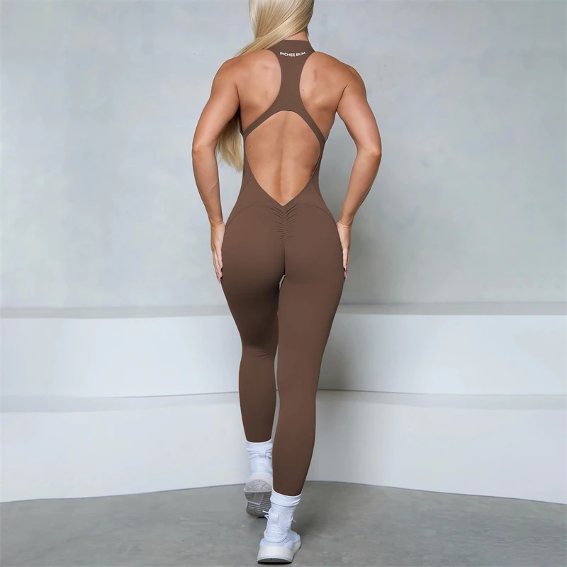 Women Bum Sleeveless Zipper Scrunch Butt Jumpsuit Fitness Sports Overalls Gym Sets Yoga Wear Pilates Workout Women Clothes - Image 7