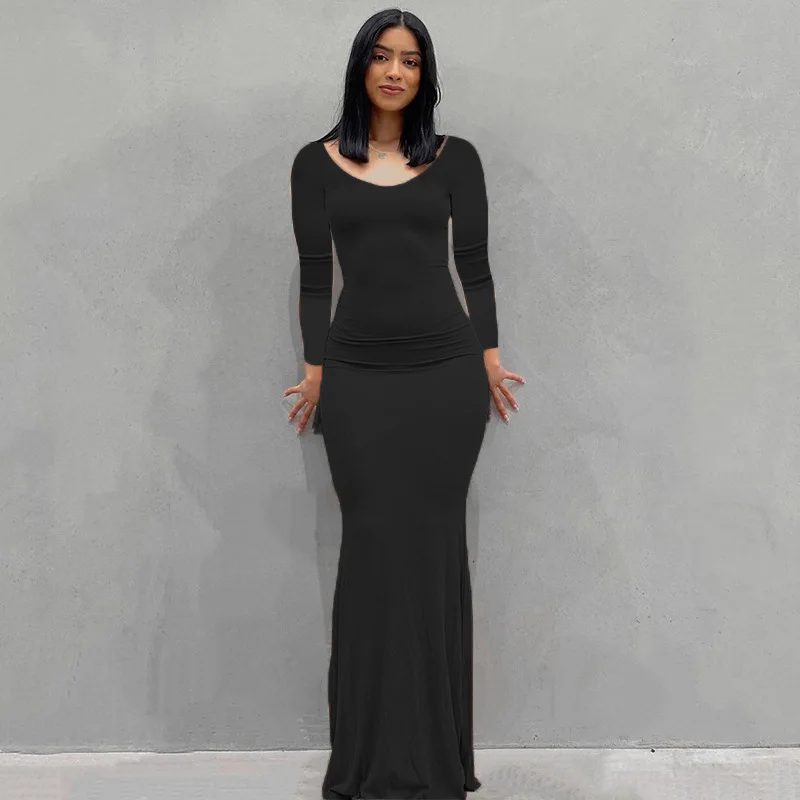 2024 Summer Dresses For Women Sexy Spaghetti Strap Black Long Dress Y2k Sleeveless Solid Skinny Bodycon Trumpet Maxi Vestidos - Image 8