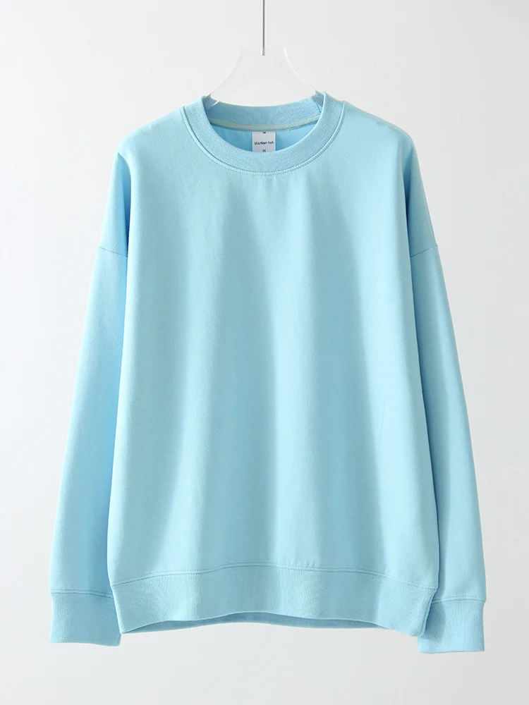 Women Sweatshirts No Hood Oversized Cotton Long Sleeve Tops Basic Solid O Neck Sweatshirts For Women Oversized Pullovers Spring - Image 9