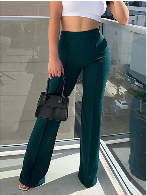5 Colors Stylish Flare Pants Women Solid Long Drop Trousers Office Casual Female Slim Straight Bell Bottom Pants - Image 7