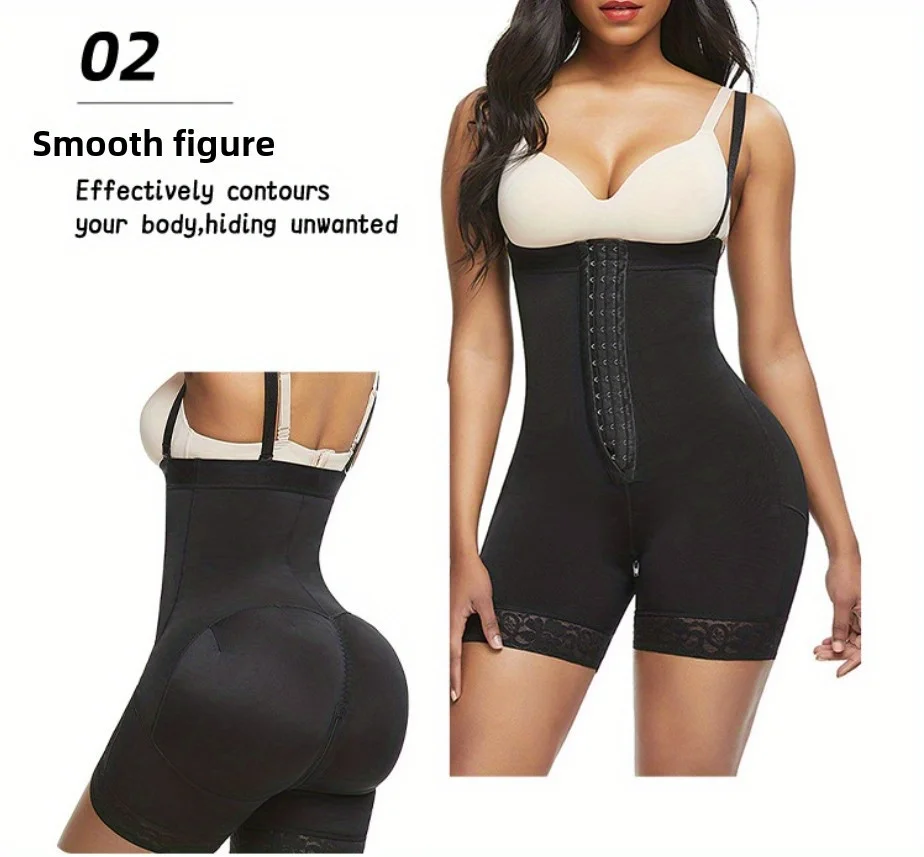 Slimming High-Waist Shapewear Shorts - Firm Tummy & Booty Enhancement Nylon & Elastane Blend with Contouring Lace Accents - Image 6
