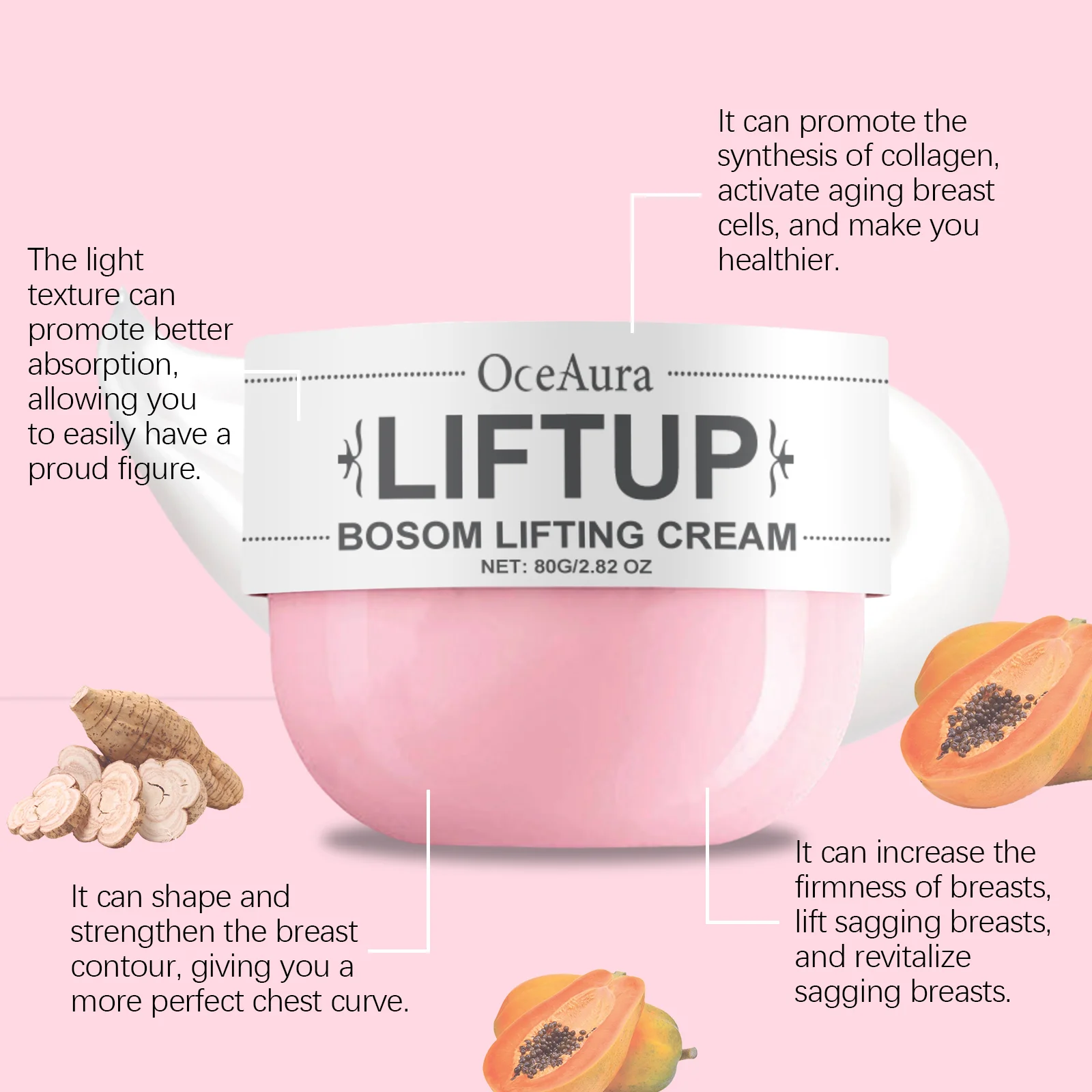 Oceaura Breast Care Cream Nourishing Firming Breast Skin Reduce Sagging Daily Massage Improve Skin Elasticity Breast Skin Cream - Image 3