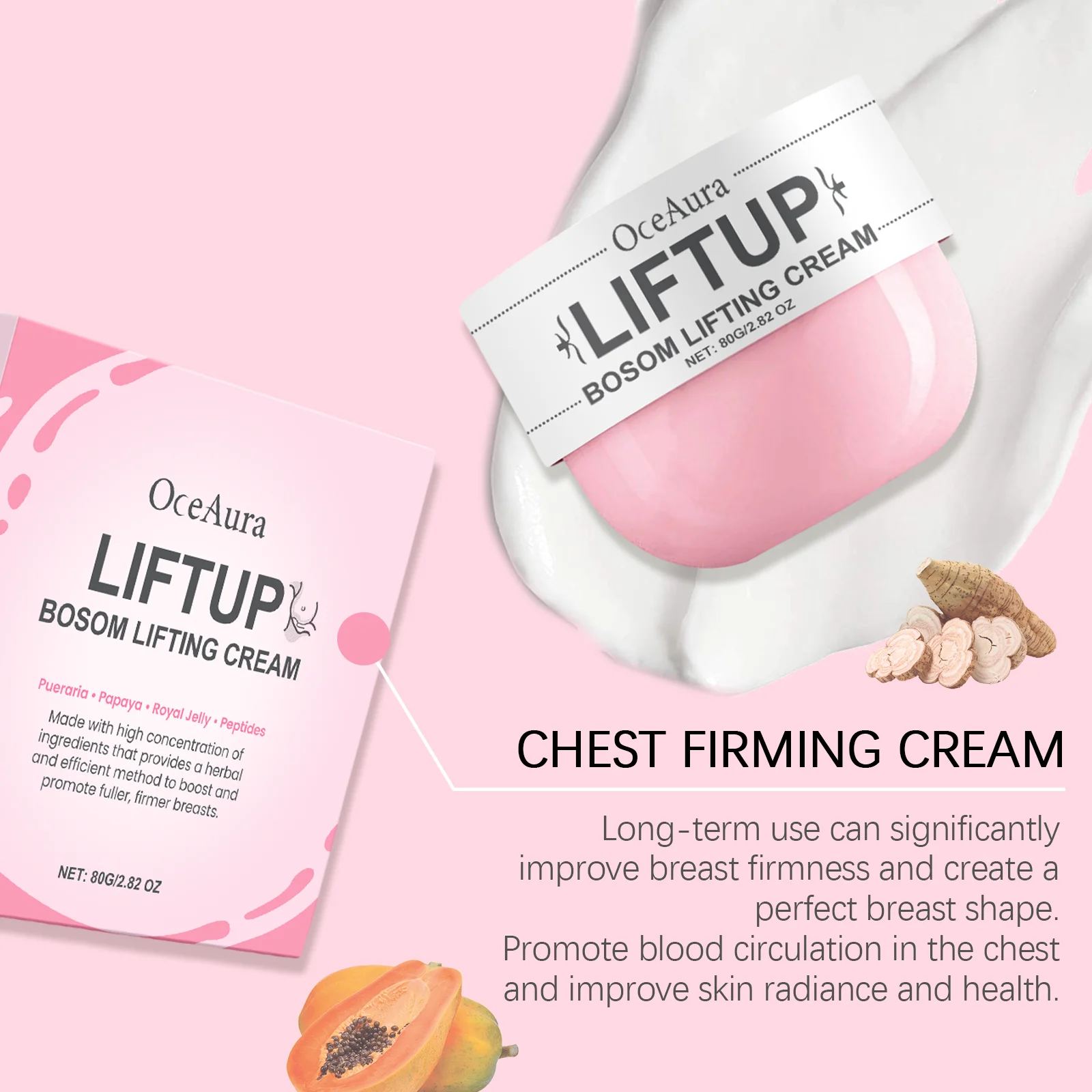 Oceaura Breast Care Cream Nourishing Firming Breast Skin Reduce Sagging Daily Massage Improve Skin Elasticity Breast Skin Cream - Image 4