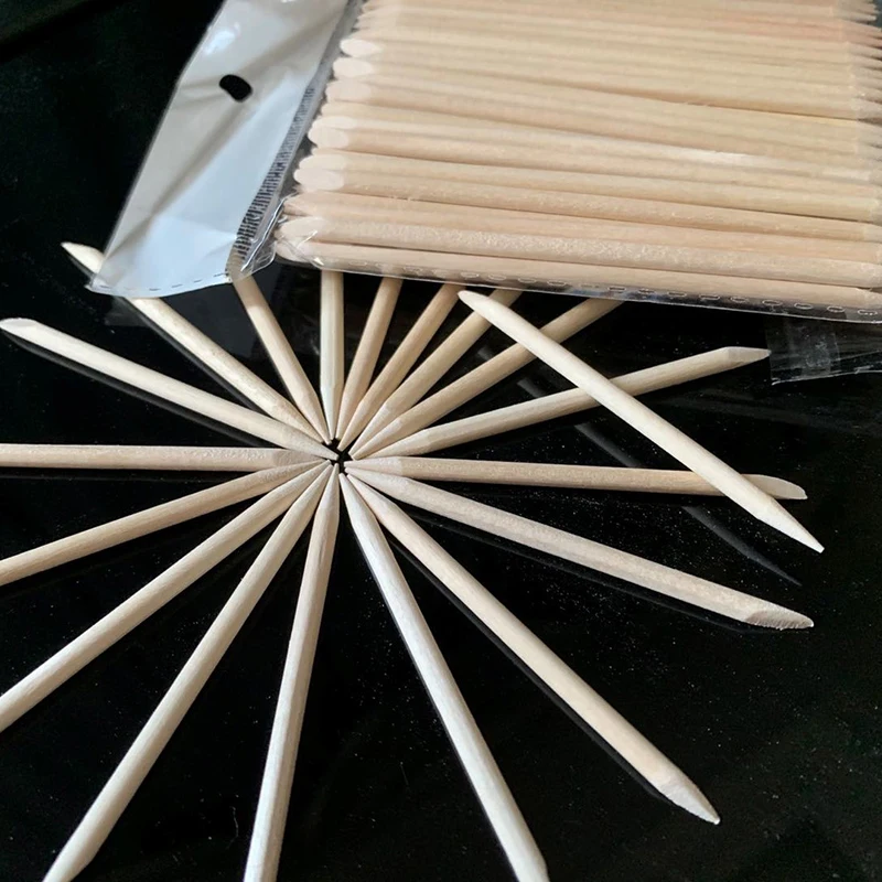 100pcs Wooden Sticks for Nails Design Nail Gel Polish Drawing Art Orange Wood Stick Cuticle Pusher Remover Manicure Tool Set - Image 2