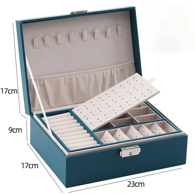 Double-layer Wooden Jewlery Box Ring Box Jewelry Boxes and Packaging with PU Leather Jewelry Storage Organizer and Makeup Case - Image 13