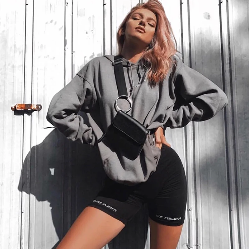 Summer biker shorts 2024 women elastic waist skinny fitness korean casual sexy Letter print black shorts pantalones black - Image 2