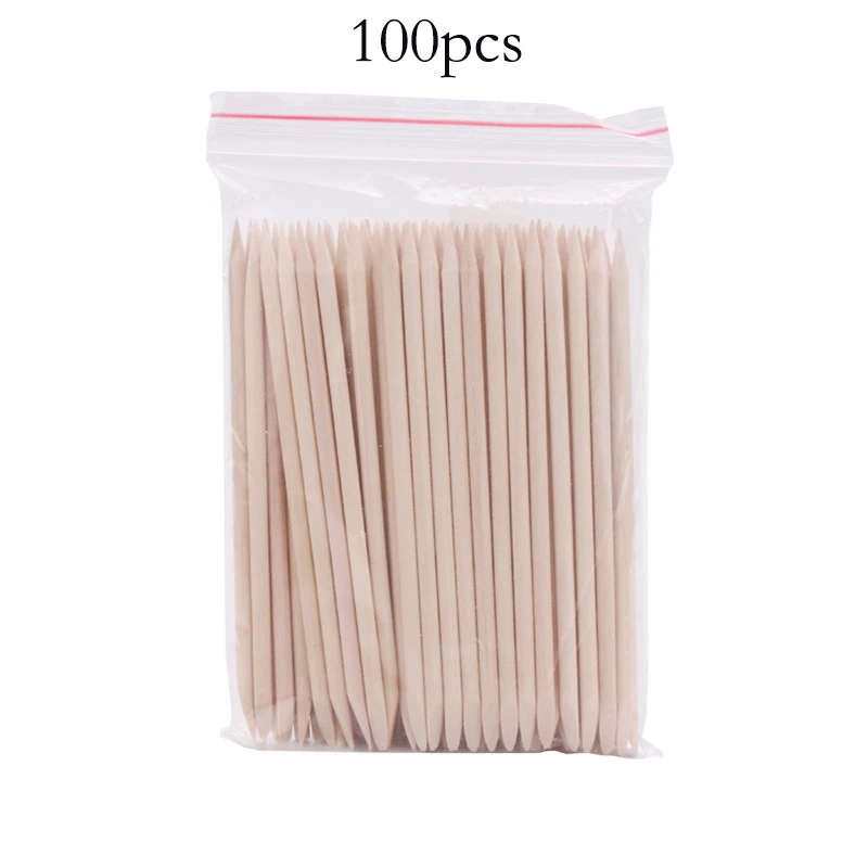 100pcs Wooden Sticks for Nails Design Nail Gel Polish Drawing Art Orange Wood Stick Cuticle Pusher Remover Manicure Tool Set - Image 7