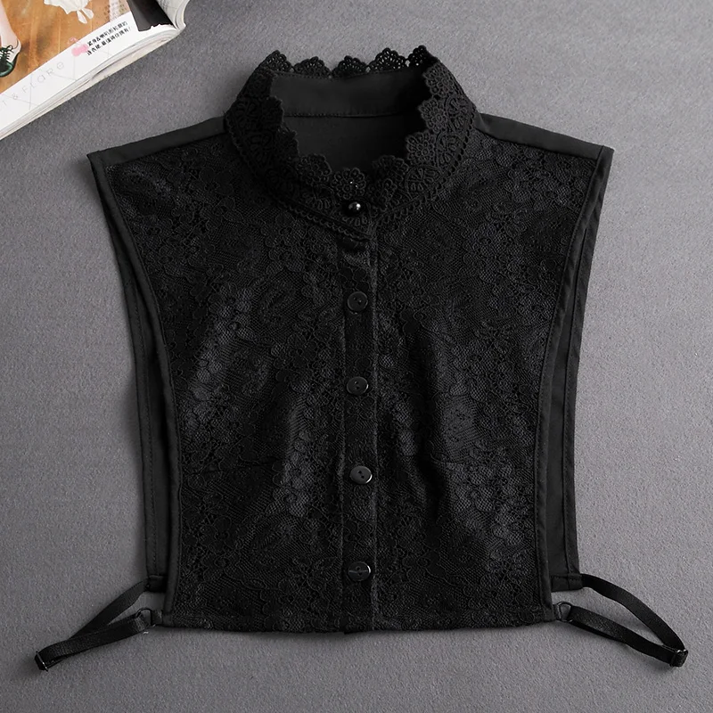 Front Tie White Fake Collar Stand Beads Detachable Collar Fake Women Vintage Crystal Lace Ladies False Blouse Collar Half Shirt - Image 40
