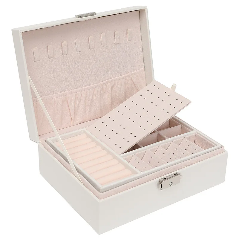 Double-layer Wooden Jewlery Box Ring Box Jewelry Boxes and Packaging with PU Leather Jewelry Storage Organizer and Makeup Case - Image 7