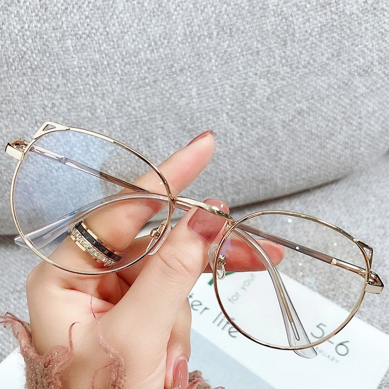 2022 Trends Women Office Anti Blue Light Oversized Computer Glasses Cat Eye Female Blue Blocking Big Size Eyeglasses Alloy Frame - Image 17