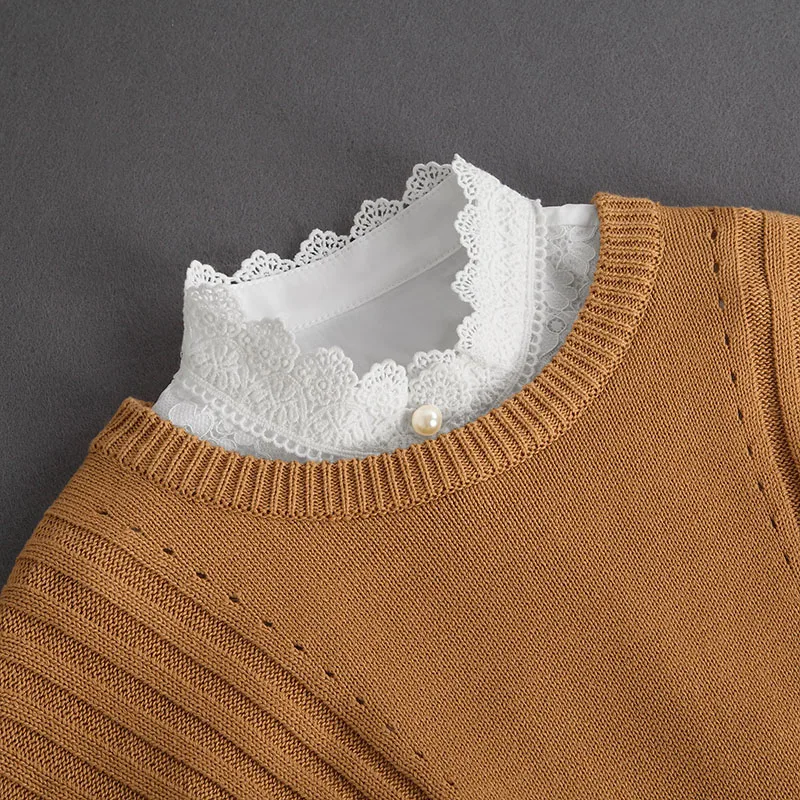Front Tie White Fake Collar Stand Beads Detachable Collar Fake Women Vintage Crystal Lace Ladies False Blouse Collar Half Shirt - Image 41