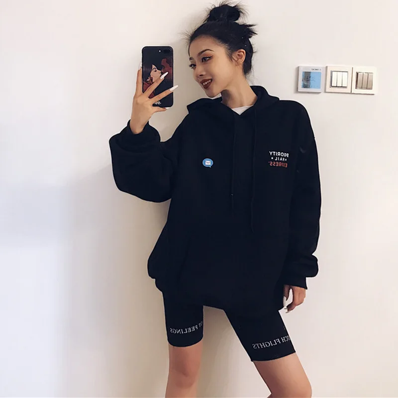 Summer biker shorts 2024 women elastic waist skinny fitness korean casual sexy Letter print black shorts pantalones black - Image 4