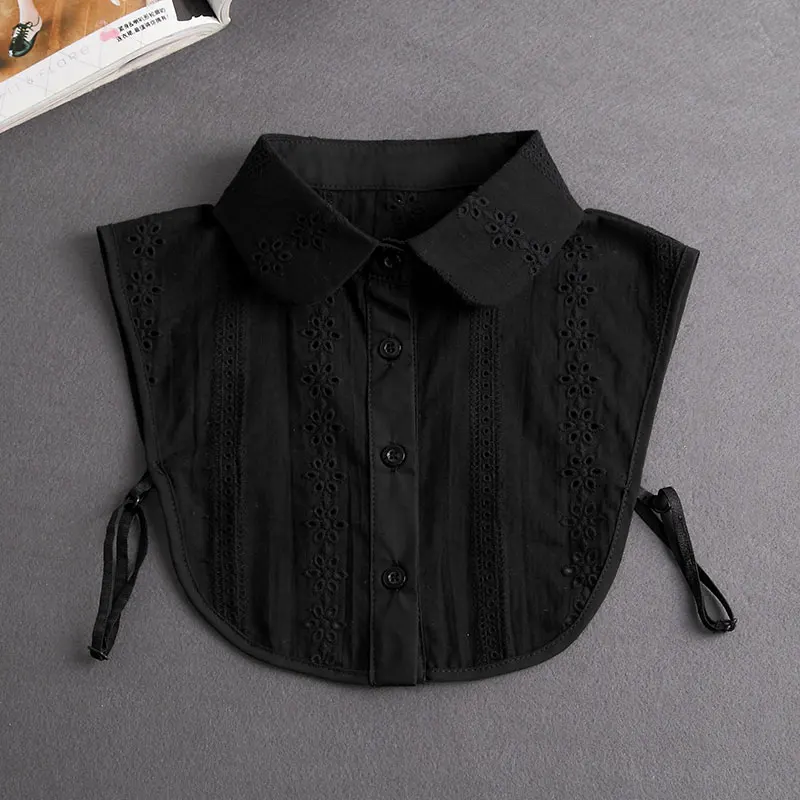 Front Tie White Fake Collar Stand Beads Detachable Collar Fake Women Vintage Crystal Lace Ladies False Blouse Collar Half Shirt - Image 17