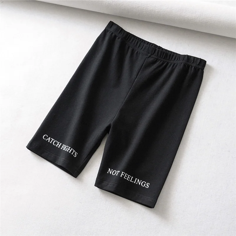 Summer biker shorts 2024 women elastic waist skinny fitness korean casual sexy Letter print black shorts pantalones black - Image 6