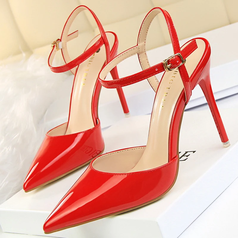 BIGTREE Shoes Fashion Sandals Women 2025 Patent Leather High Heels Women Sandals Summer Heeled Sandals Pointed Toe Women Pumps - Image 5