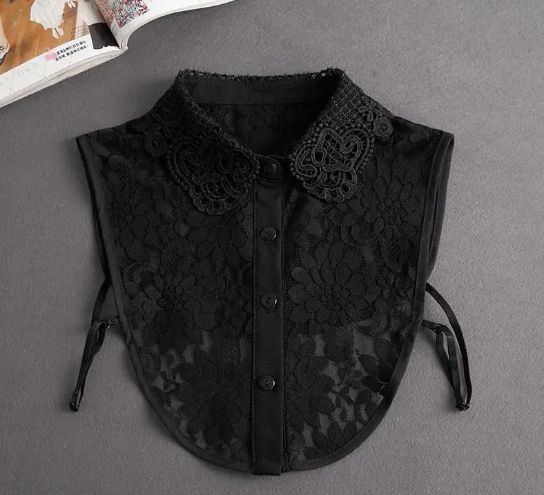 Front Tie White Fake Collar Stand Beads Detachable Collar Fake Women Vintage Crystal Lace Ladies False Blouse Collar Half Shirt - Image 25