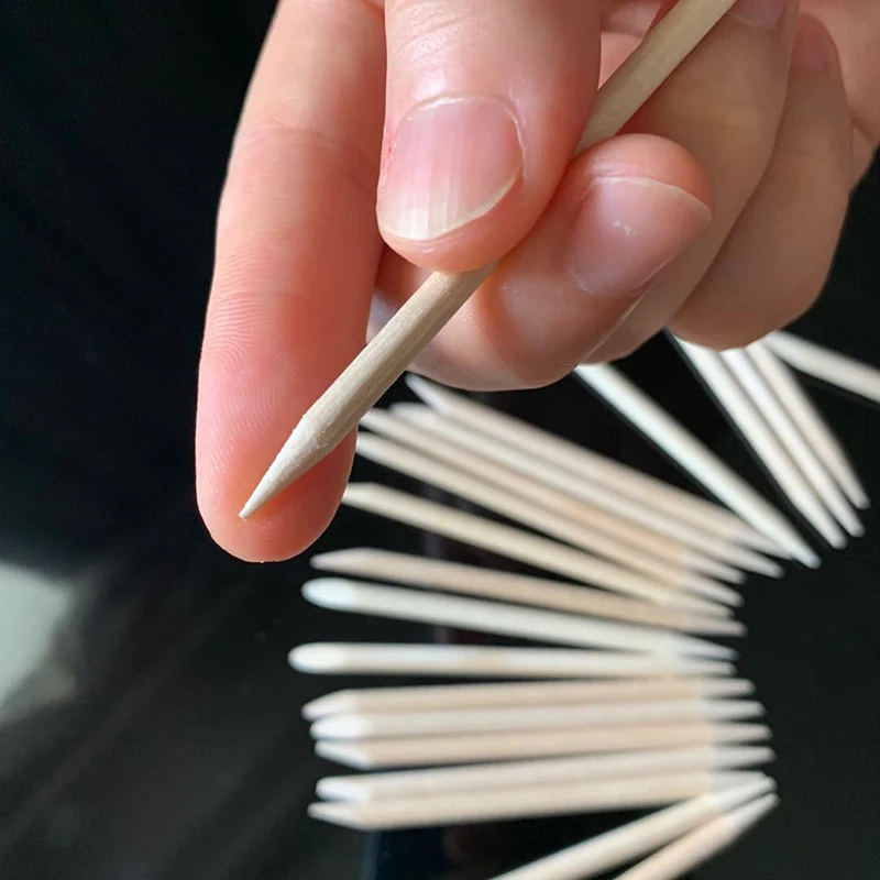 100pcs Wooden Sticks for Nails Design Nail Gel Polish Drawing Art Orange Wood Stick Cuticle Pusher Remover Manicure Tool Set - Image 3