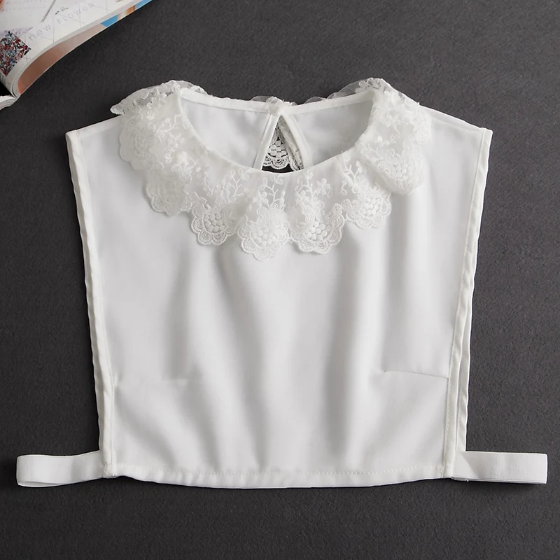 Front Tie White Fake Collar Stand Beads Detachable Collar Fake Women Vintage Crystal Lace Ladies False Blouse Collar Half Shirt - Image 22