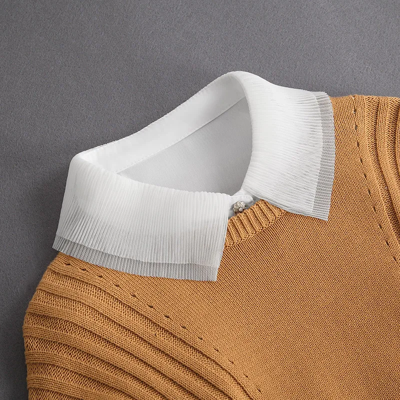 Front Tie White Fake Collar Stand Beads Detachable Collar Fake Women Vintage Crystal Lace Ladies False Blouse Collar Half Shirt - Image 31