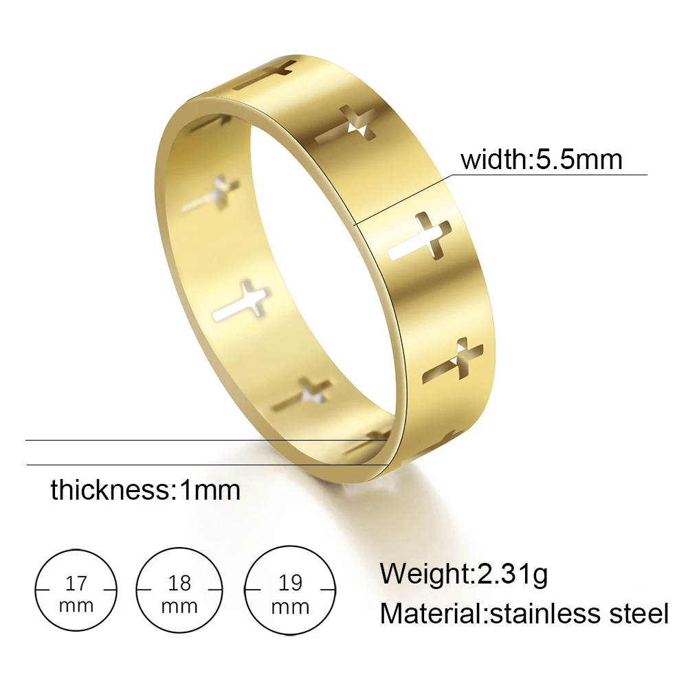 COOLTIME Gothic Cross Couple Rings Stainless Steel Silver Color Jesus Cross Finger Ring for Men Women Punk Jewelry Wedding Gift - Image 6