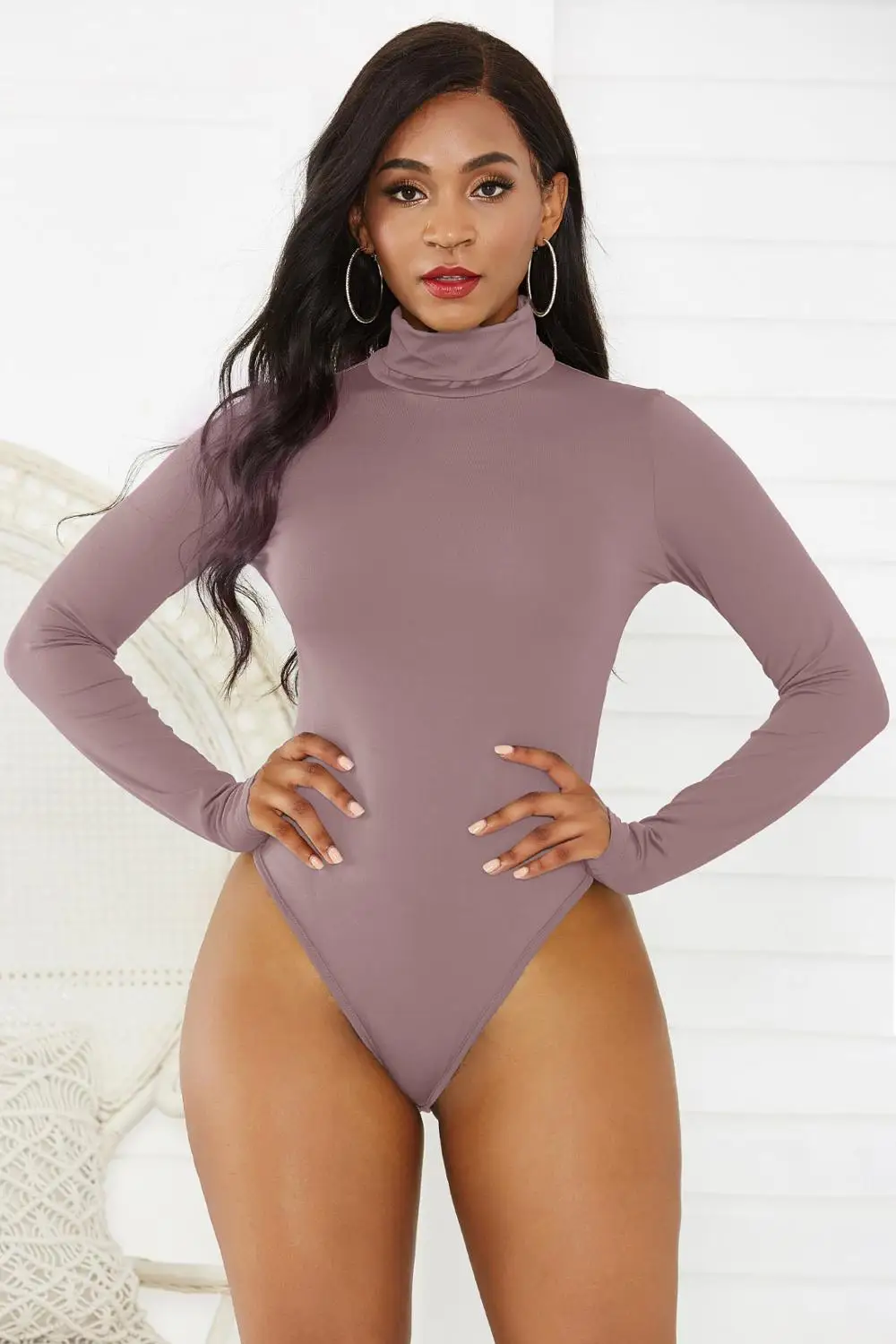 BornToGirl Rompers Women Spring Autumn Winter Long Sleeve High Neck Black Blue Yellow Pink Purple Green Red Bodysuits Body Suit - Image 12