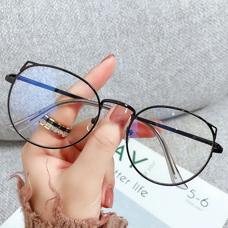 2022 Trends Women Office Anti Blue Light Oversized Computer Glasses Cat Eye Female Blue Blocking Big Size Eyeglasses Alloy Frame - Image 2