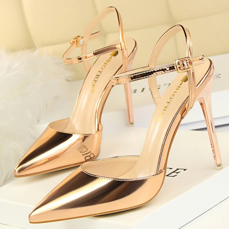 BIGTREE Shoes Fashion Sandals Women 2025 Patent Leather High Heels Women Sandals Summer Heeled Sandals Pointed Toe Women Pumps - Image 9