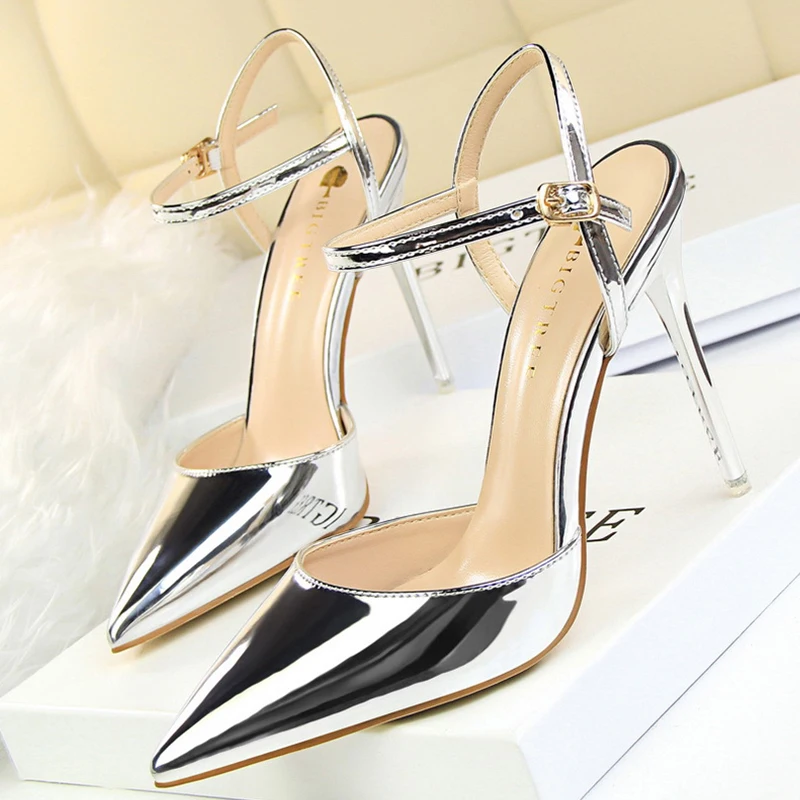 BIGTREE Shoes Fashion Sandals Women 2025 Patent Leather High Heels Women Sandals Summer Heeled Sandals Pointed Toe Women Pumps - Image 12