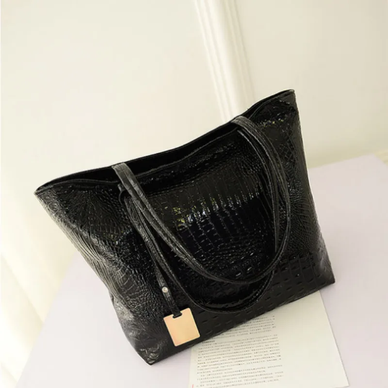 Brand Fashion Casual Women Shoulder Bags Silver Gold Black Crocodile Handbag PU Leather Female Big Tote Bag Ladies Hand Bags Sac - Image 7