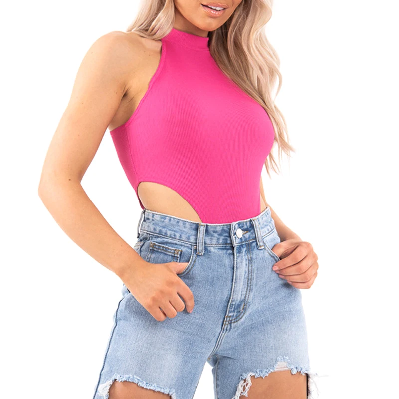 2021 Sexy Women Halter Bodysuits High Cut Bodycon Leotard Tops Summer Fashion Female Solid Sleeveless Bodysuits Bottomed Tops - Image 8