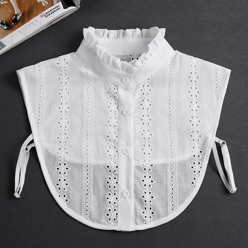 Front Tie White Fake Collar Stand Beads Detachable Collar Fake Women Vintage Crystal Lace Ladies False Blouse Collar Half Shirt - Image 28