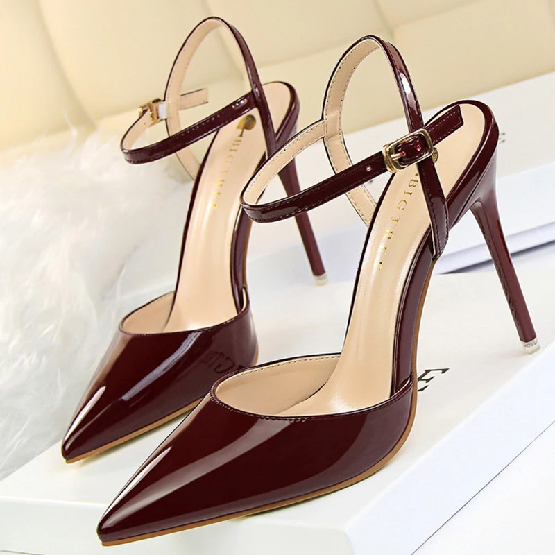 BIGTREE Shoes Fashion Sandals Women 2025 Patent Leather High Heels Women Sandals Summer Heeled Sandals Pointed Toe Women Pumps - Image 7