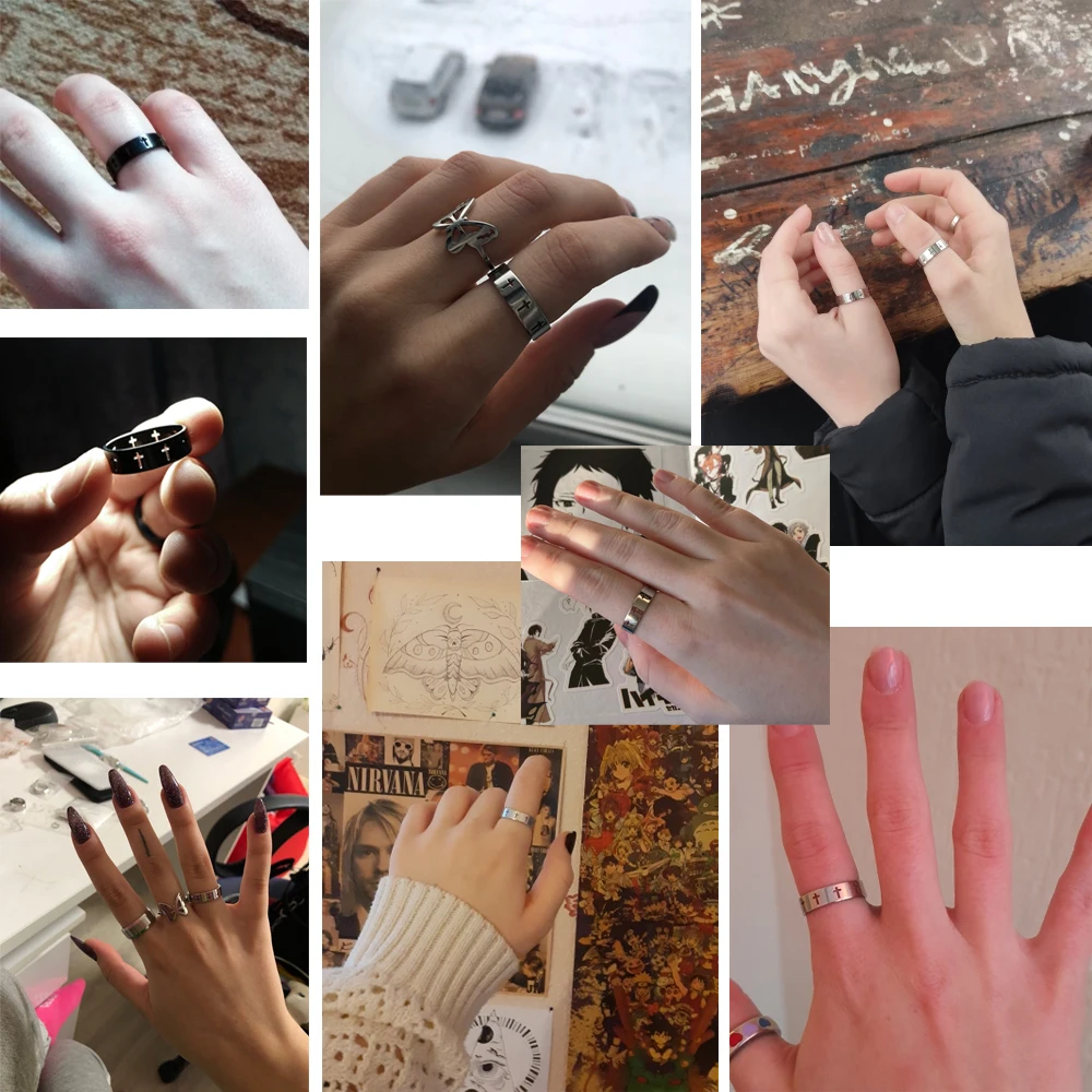 COOLTIME Gothic Cross Couple Rings Stainless Steel Silver Color Jesus Cross Finger Ring for Men Women Punk Jewelry Wedding Gift - Image 5