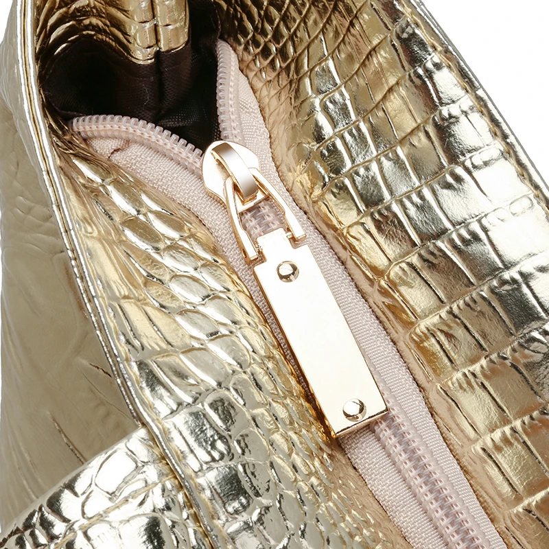 Brand Fashion Casual Women Shoulder Bags Silver Gold Black Crocodile Handbag PU Leather Female Big Tote Bag Ladies Hand Bags Sac - Image 4