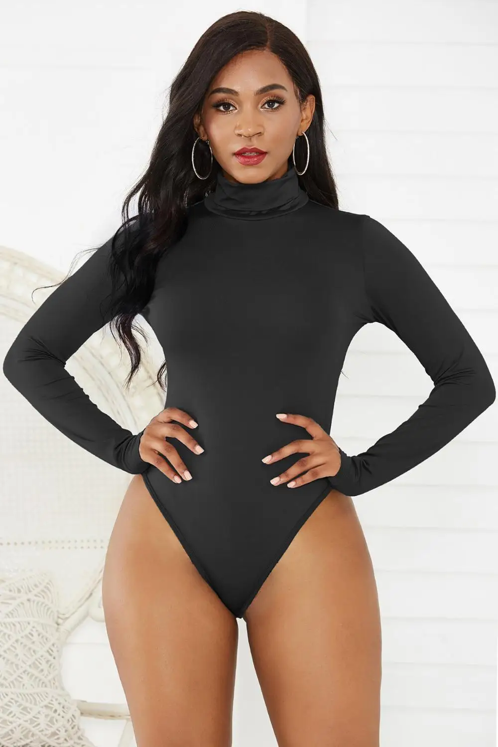 BornToGirl Rompers Women Spring Autumn Winter Long Sleeve High Neck Black Blue Yellow Pink Purple Green Red Bodysuits Body Suit - Image 10