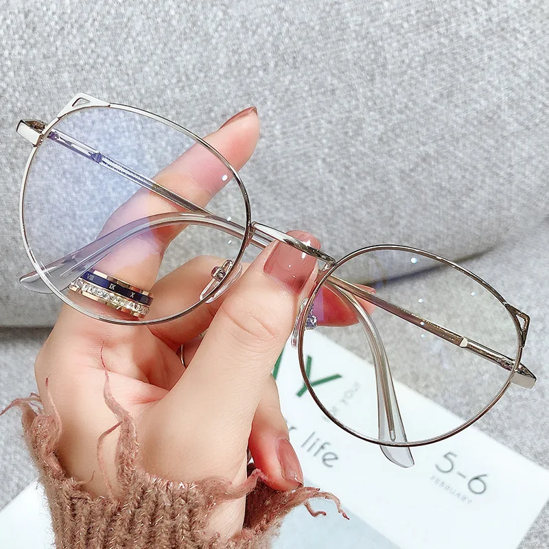 2022 Trends Women Office Anti Blue Light Oversized Computer Glasses Cat Eye Female Blue Blocking Big Size Eyeglasses Alloy Frame - Image 3