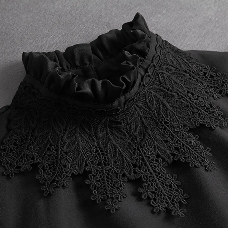 Front Tie White Fake Collar Stand Beads Detachable Collar Fake Women Vintage Crystal Lace Ladies False Blouse Collar Half Shirt - Image 15