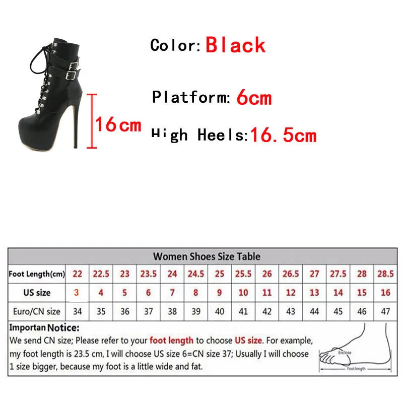 Liyke Sexy Buckle Strap 16.5 CM Extreme High Heels Platform Boots For Women Round Toe Cross Lace Up Party Club Stripper Shoes - Image 6