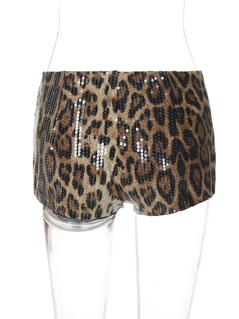 Sexy Chic Leopard Printed Super-short Night Club Shorts Women Fashion Skinny Sequins Short Pants Evening Party Outfit Streetwear - Image 6