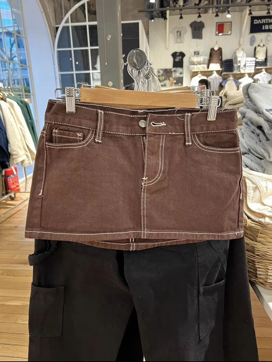 Vintage Blue Low Waist Denim Skirts Casual Chic Pockets A-line Summer Mini Skirts Women Y2k Streetwear Harajuku Slim Faldas 2023 - Image 7