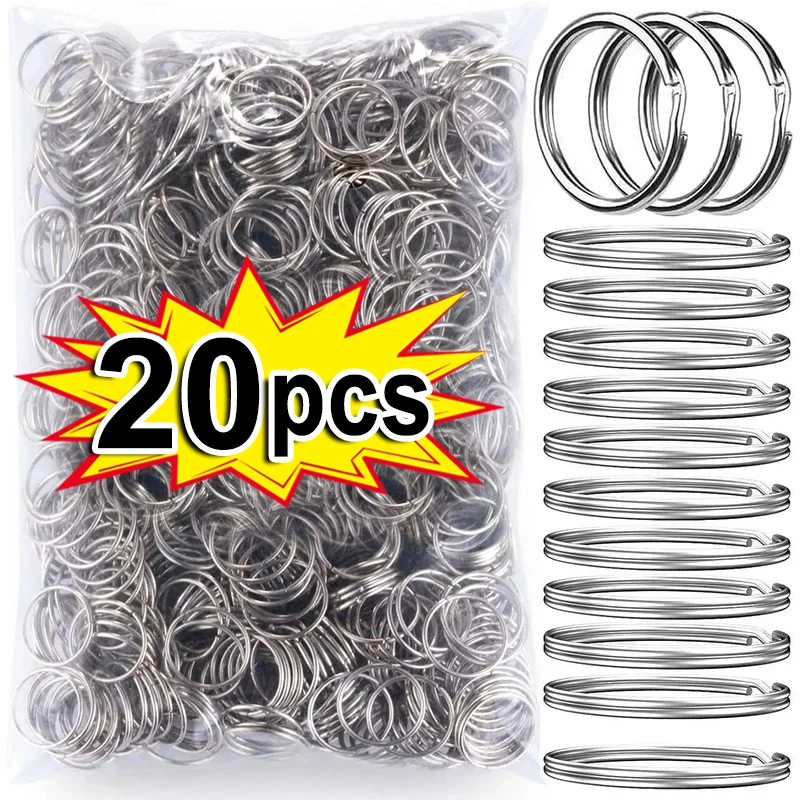 20/200pcs Stainless Steel Key Ring Key Chain 25mm Round Flat Round Split Keychain Polished Metal Blank Circle For DIY Findings - Image 7