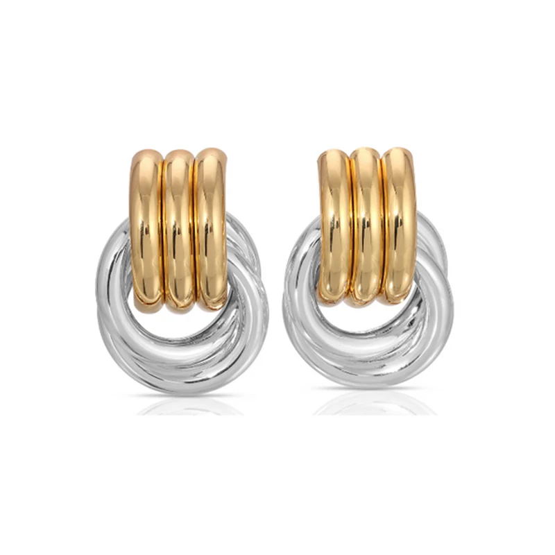 Vintage Texture Gold Plated Stainless Steel Earrings for Women Geometric Circle Twist Statement Earring Fashion Jewelry Bijoux - Image 23