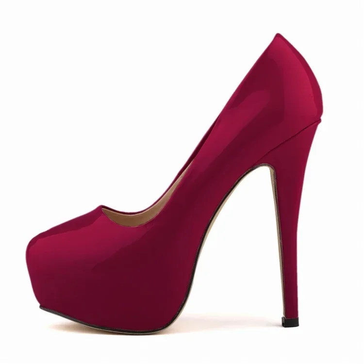 Women Sexy Pumps Stilettos 14cm Super High Heels Round Toes Platform Thin Heel NightClub Party Dress Red Wedding Shoes Big Size - Image 17
