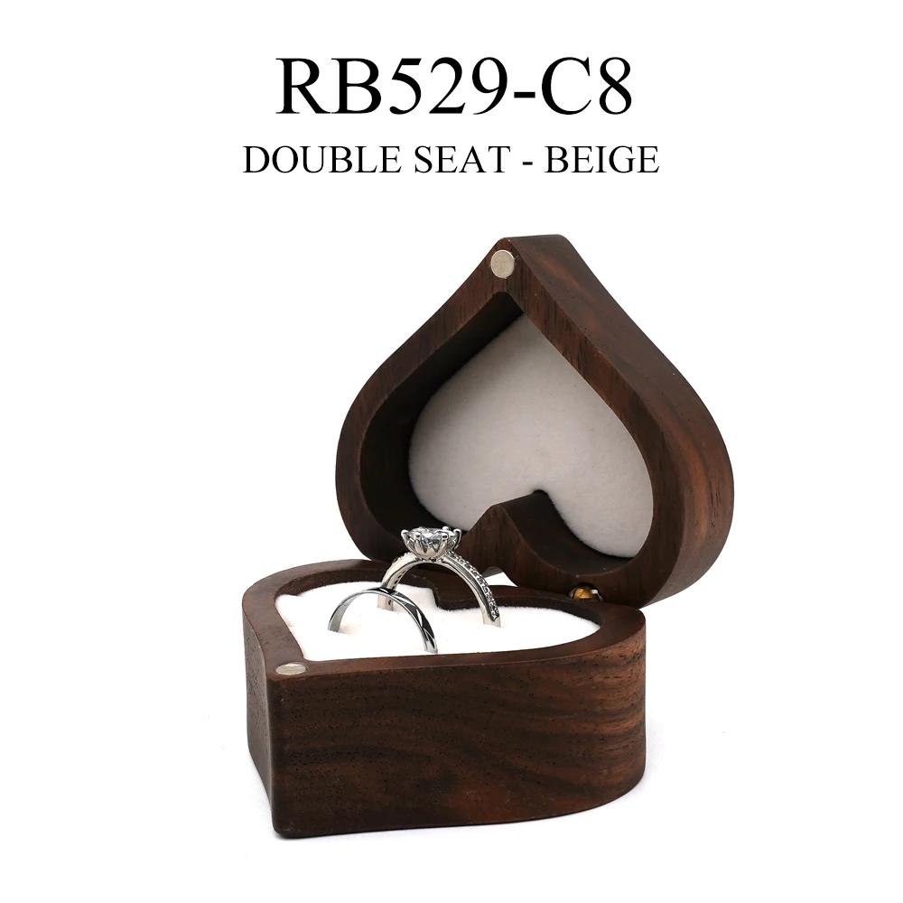 Heart-shaped Wooden Jewelry Box Proposed Jewellery Gift Case Wedding Display Jewelry Storage Organizer Earring Ring Necklace Box - Image 10