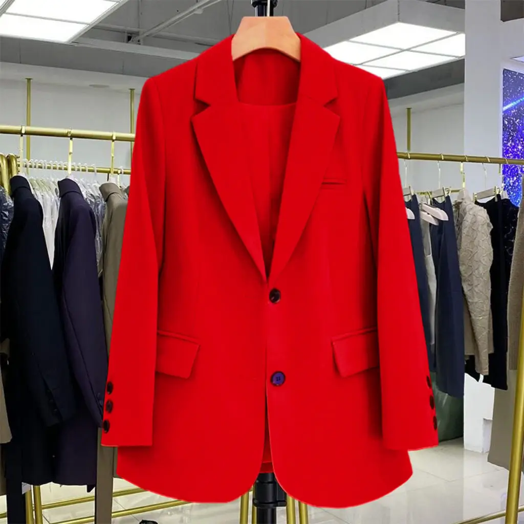 2024 New Red Suit Coat Women's Korean Style Loose Single Breasted Blazers Office Female Temperament Blazers Jacket Outwear Tops - Image 22