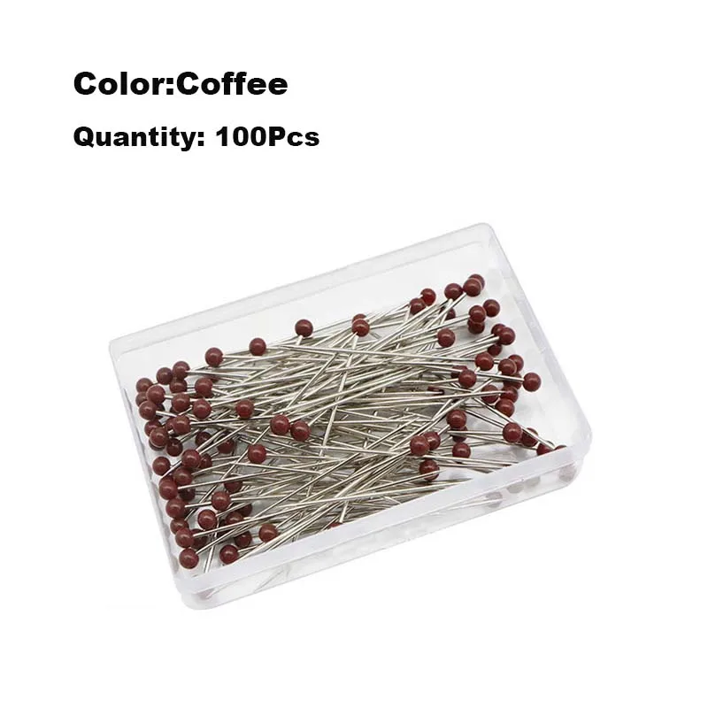 100Pcs/Box 38mm Sewing Pins Glass Ball Multicolor Head Pins Straight Quilting Heads Pins DIY Crafts Sewing Fabric - Image 11