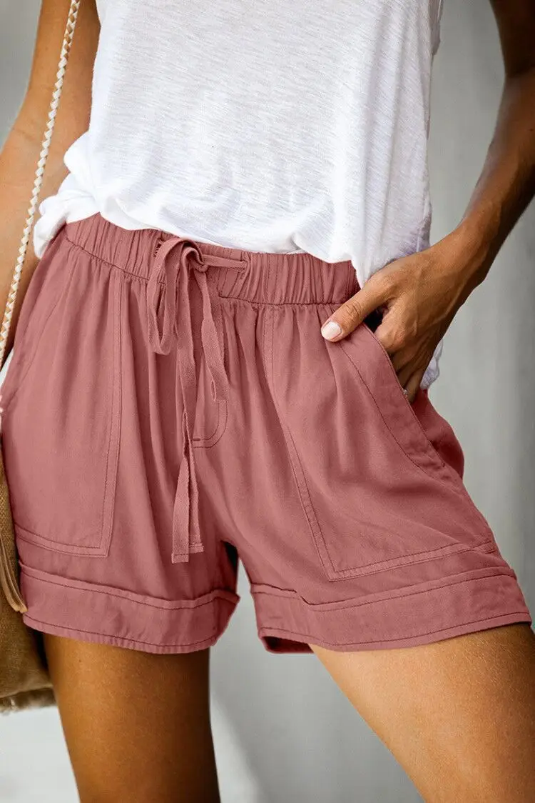 Casual Shorts for Women's 2023 Summer New European and American High Waisted Lace Up Loose Twill Wide Leg Pants - Image 14